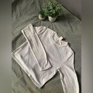 Body Fitting, A Bit Cropped, Long Sleeved White Shirt [ Size S]
